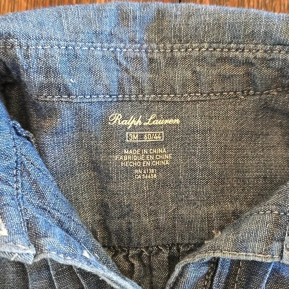 Ralph Lauren, Baby Girl Chambray Shortall, Size 3 Months - Picture 3 of 14